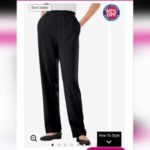 NWT 22/24W '7-Day Knit' Straight Leg Pants Black Stretch Soft U-2428